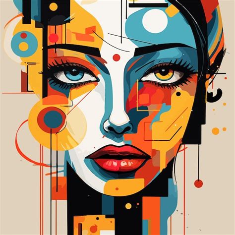 Premium Vector Abstract Woman Art Portrait Colorful