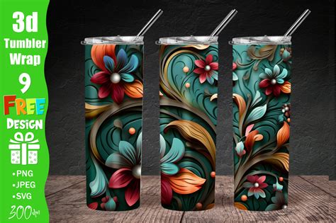 3d Floral Tumbler Wrap Sublimation Graphic By Qasimgraphic1 · Creative