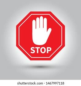 Red Stop Sign Hand Vector Illustration Stock Vector Royalty Free