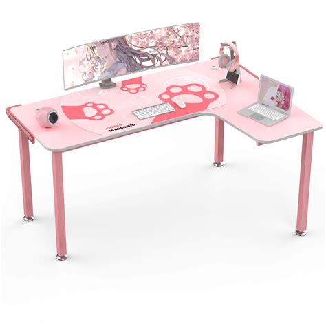 Buy EUREKA ERGONOMIC Gaming Desk Pink 60 Inch Pink L Shaped Gaming Desk