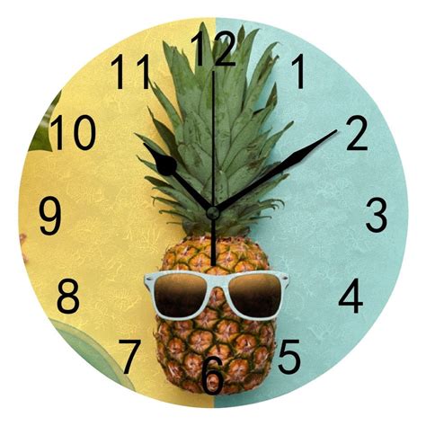 Hidove Round Wall Clock Home Decorative Pineapple Hipster In