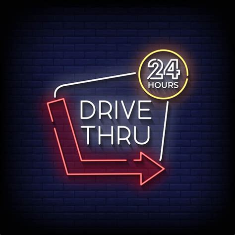 Drive Thru Letreros De Ne N Estilo Vector De Texto Vector Premium