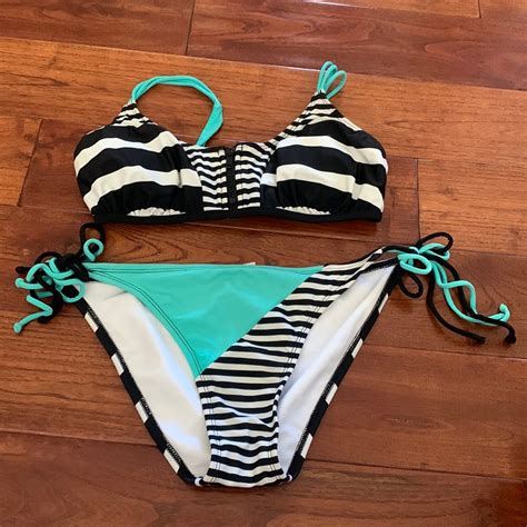 Hobie Retro S Inspired Bikini Black White Teal Siz Gem