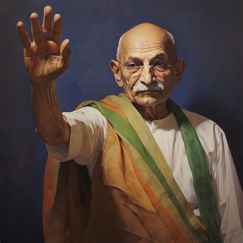 Premium Photo Gandhi Jayanti Banner Mahatma Gandhi With Flag 2nd