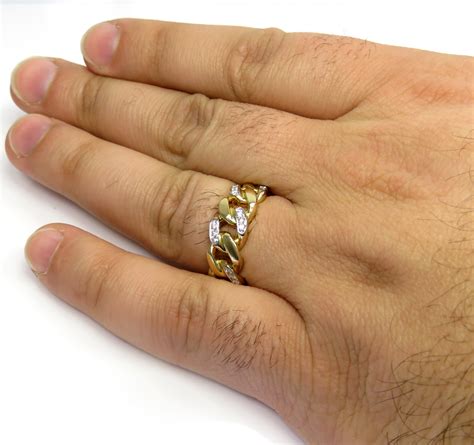 Buy 14k Yellow Gold Solid Diamond 85mm Cuban Ring 026ct Online At So