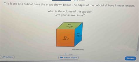 Solved The Faces Of A Cuboid Have The Areas Shown Below The Edges Of