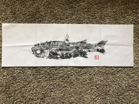 Gyotaku Hawaiian Mullet Amaama Etsy