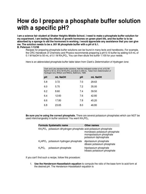 How Do I Prepare A Phosphate Buffer Solution With A Specific PH | PDF ...