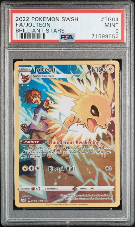 2022 Pokemon Sword Shield Brilliant Stars Tg04 Fa Jolteon PSA 9