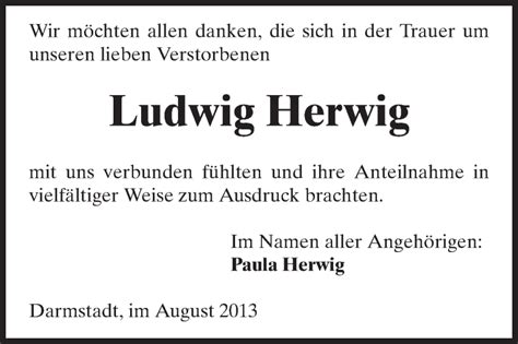 Traueranzeigen Von Ludwig Herwig Vrm Trauer De