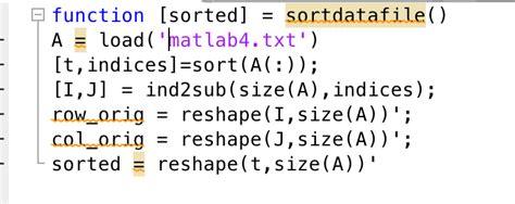 Solved Matlab Sort Array And Create A Function And Then Call