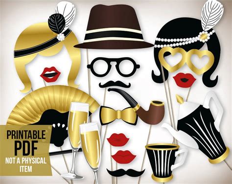 Gatsby Photo Booth Props Printable PDF Great Gatsby Props Etsy