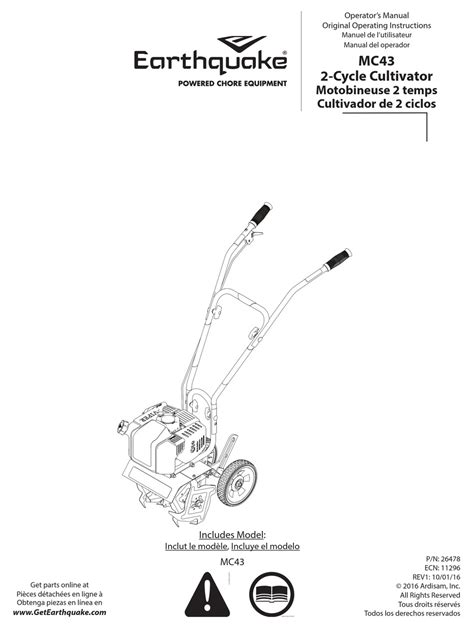 Earthquake Mc43 Operators Manual Pdf Download Manualslib