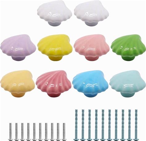 Amazon Swzhai Pcs Glossy Ceramic Cabinet Knobs Seashell Shaped