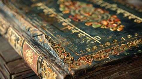 A Detailed Shot Of A Wellworn Book Cover Adorned With Traditional