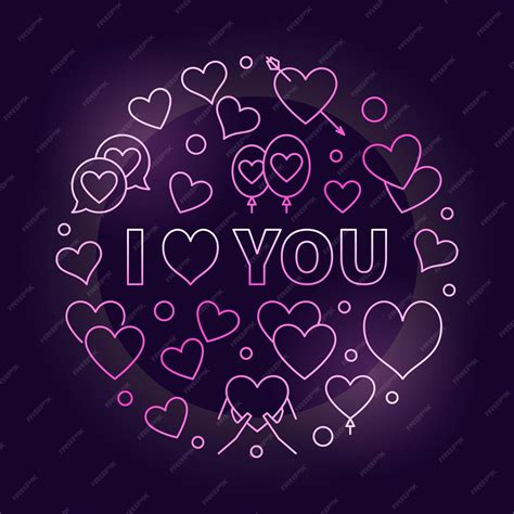 Premium Vector I Love You Pink Vector Outline Illustration