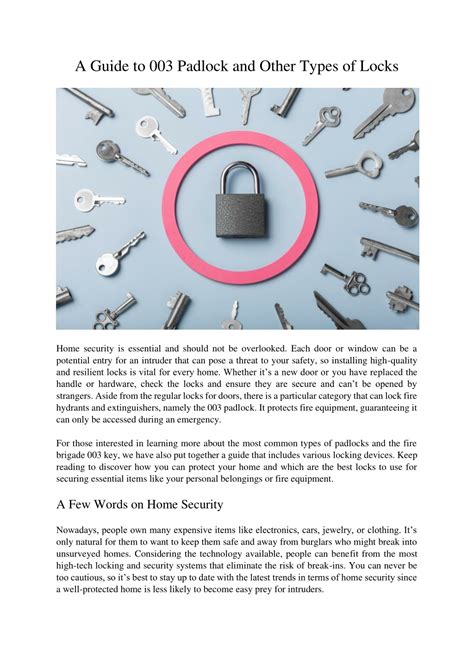 Ppt A Guide To 003 Padlock And Other Types Of Locks Powerpoint