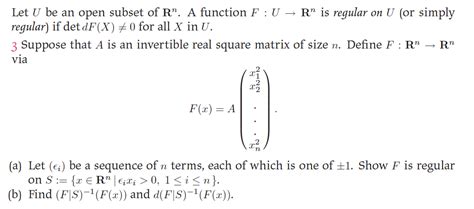 Let U Be An Open Subset Of Rn A Function F Urn Is Chegg