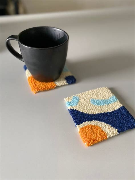 Piece Set Of Punch Needle Coaster Rug Coaster Drink Coaster Kitchen