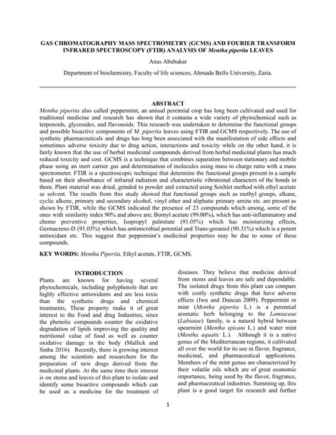 PDF GAS CHROMATOGRAPHY MASS SPECTROMETRY GCMS AND FOURIER TRANSFORM