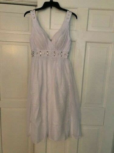 V Neck Beaded Bridesmaid Weddingpartyformalprom Dress Size S White Ebay