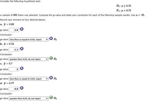 Consider The Following Hypothesis Test Ho P 2 0 75 Ha P