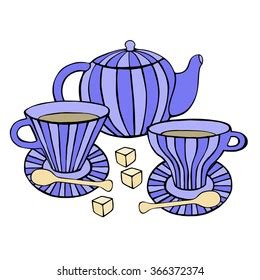 Cute Tea Set Vector Image Stock Vector Royalty Free