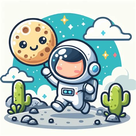 Premium Vector Cute Astronaut Catching Moon Cartoon Vector Icon