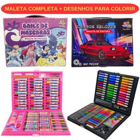 Estojo Maleta De Pintura Infantil Estojo 150 Peças Para Colorir Menina