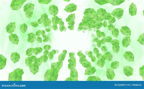 Many Green Leaves Floating in Air on White Background. Low Polygonal ...