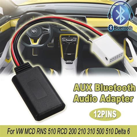 Cabo de adaptador de áudio bluetooth de 12 pinos para vw mcd rns 510