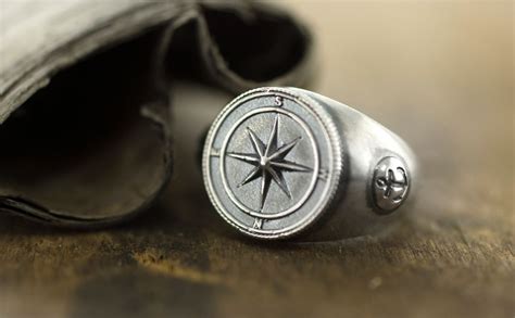 Men S Signet Ring Wind Rose Compass Ring Hand Made Silver Ring Мужские кольца Мужские