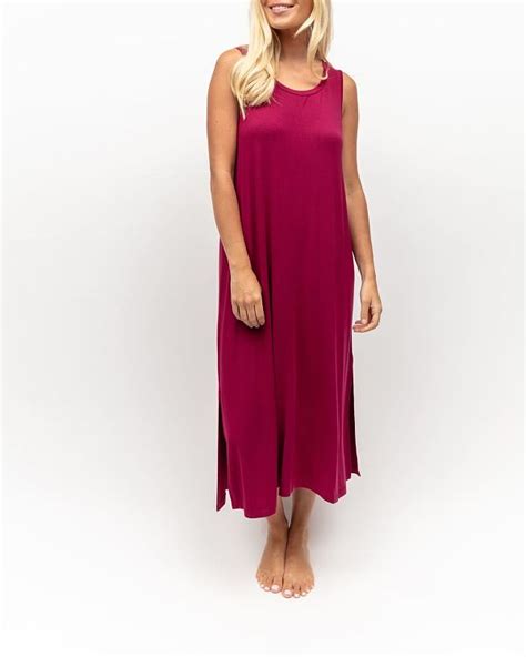 Aliyah Jersey Long Nightdress Magenta TKD Lingerie