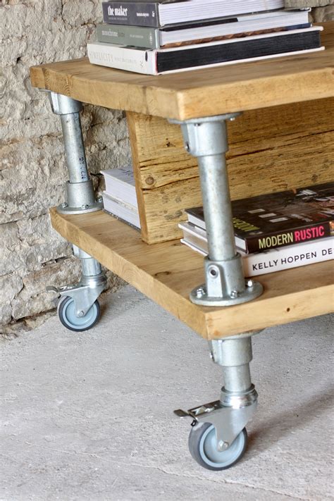 Elena Reclaimed Scaffolding Board And Industrial Pipe Coffee Table With