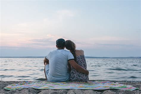 "Young Couple Hugging Outdoor Summer Nature Sunset Beach" by Stocksy ...