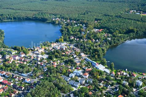 Grünheide Mark von oben Uferbereiche der Seen Werlsee und Peetzsee