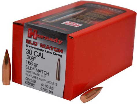 Hornady 30 Caliber Reloading Bullets 168 Grain ELD Match 100 Per Box