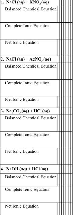 Solved Naci Aq Kno Aq Balanced Chemical Equation Complete Ionic