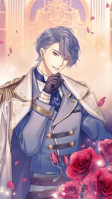 An Anime Character With Blue Hair Holding Roses In His Hand And Looking