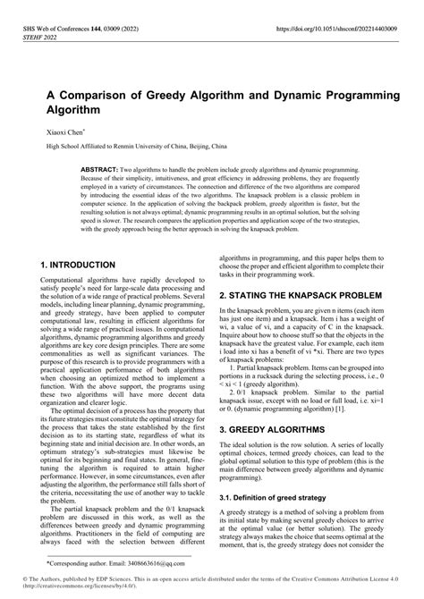 PDF A Comparison Of Greedy Algorithm And Dynamic Programming Algorithm