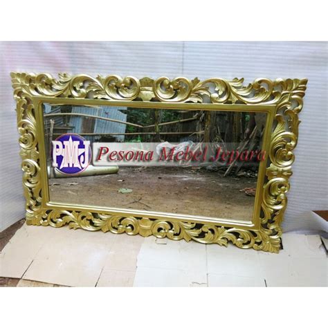 Jual Bingkai Frame Pigura Cermin Ukir Waru Warna Gold Ukuran Cm