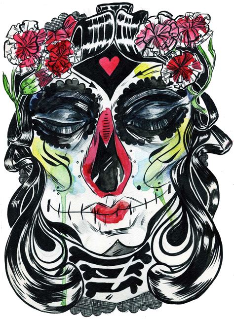 Mc Drawn Day Of The Dead — Sketch Watercolour Pencil Ink Nib And Brush