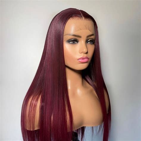 Burgundy Lace Front Wig For Woman In Wig Hairstyles Human Hair