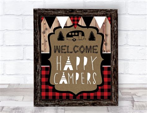 Happy Camper Sign Welcome Happy Campers Happy Camper Party Etsy