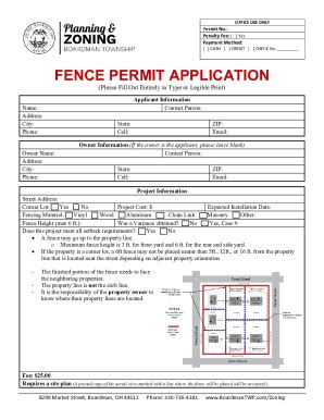 Fillable Online FENCE PERMIT APPLICATION Boardman Township Fax Email