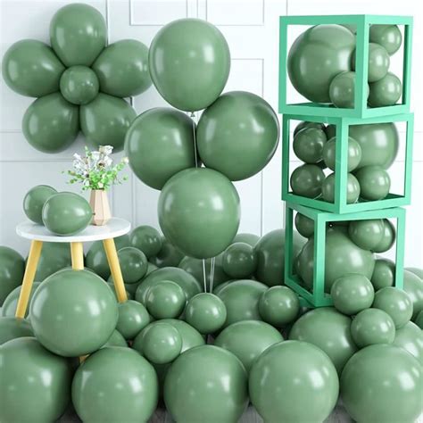 Lot De 70 Ballons Vert Sauge Rétro En Latex Vert Sauge De 30 5 Cm Avec