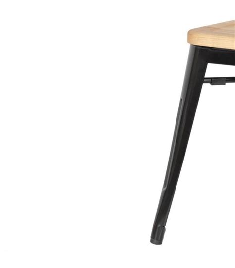 Tabourets Bistro Bas En Acier Noir Avec Assise En Bois Lot De Cuis