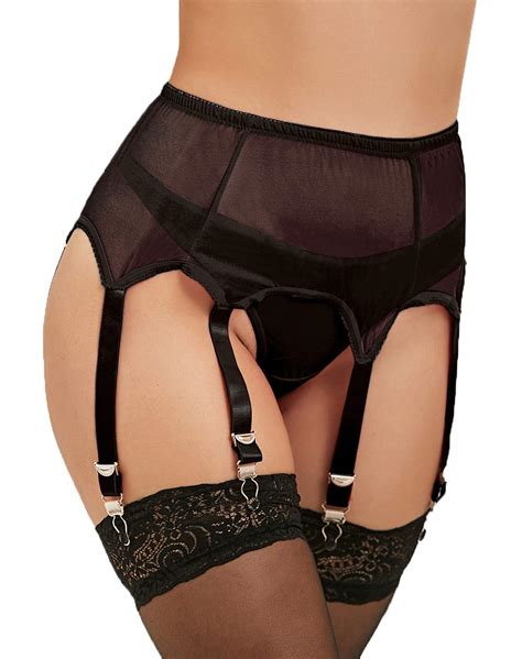 Buy Ohyeah Plus Size High Waist Garter Belt Set Lace Mesh Suspender