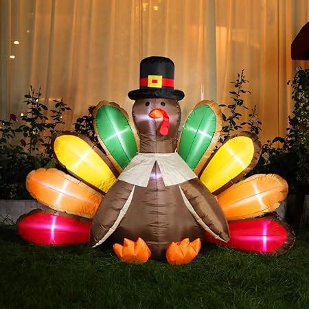 Amazon 6 Foot Tall Happy Thanksgiving Inflatable Turkey On Pumpkin