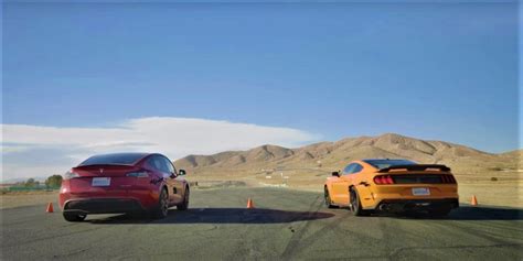 Tesla Vs Ford Drag Race Watch Model Y Performance Beat Mustang Shelby